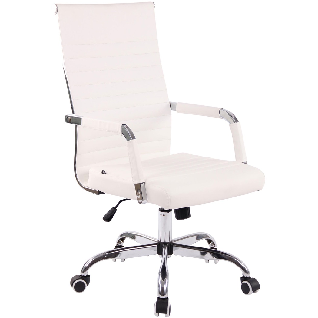 Silla de Oficina BERLIN, Elegante Diseño, Muy Confortable, en Piel Blanca