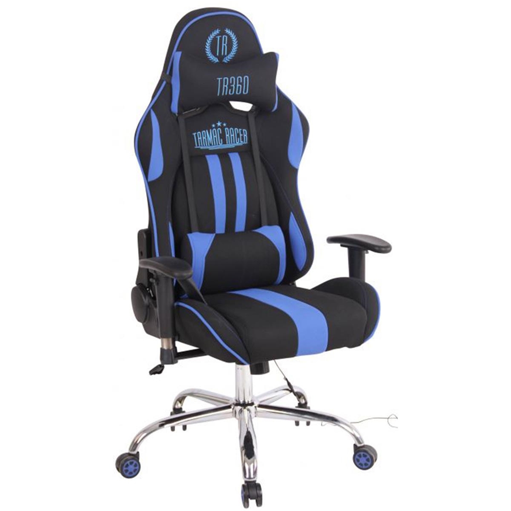 Silla Gaming INDY TELA, Respaldo Reclinable, Función de Calor y Masajes, Negro/Azul