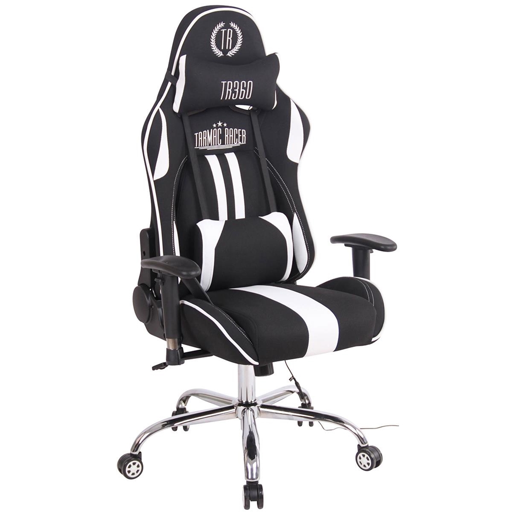 Silla Gaming INDY TELA, Respaldo Reclinable, Función de Calor y Masajes, Negro/Blanco
