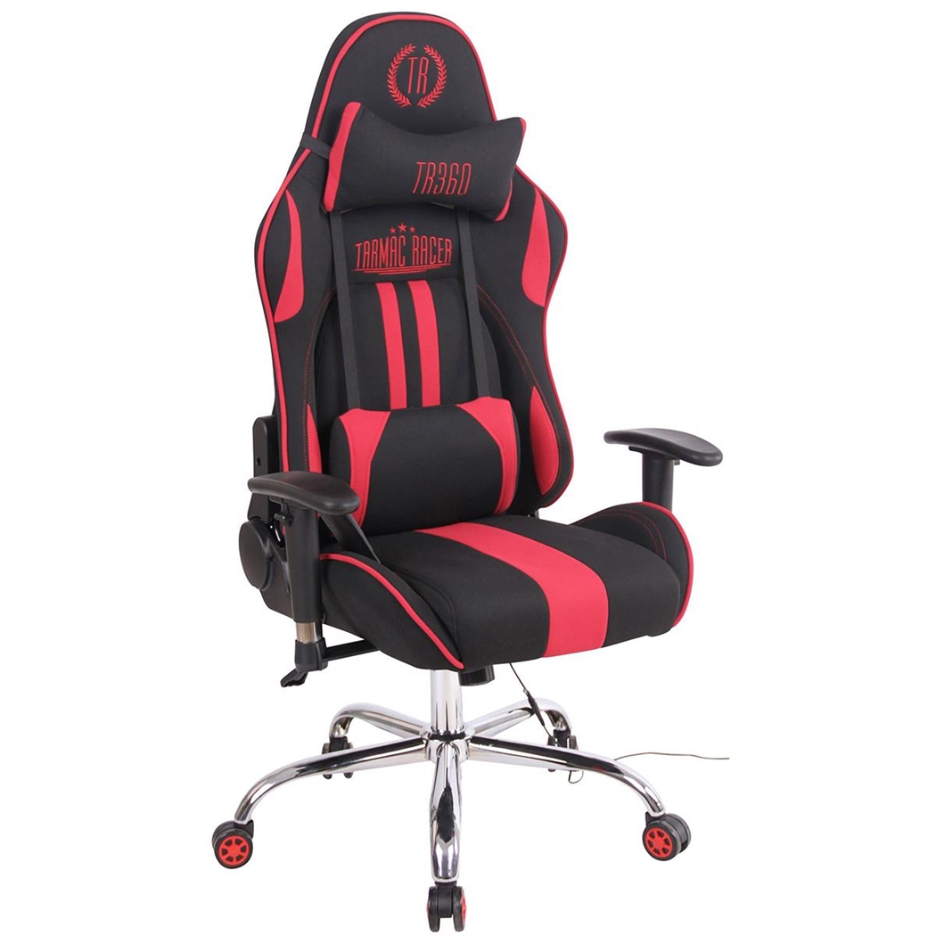 Silla Gaming INDY TELA, Respaldo Reclinable, Función de Calor y Masajes, Negro/Rojo