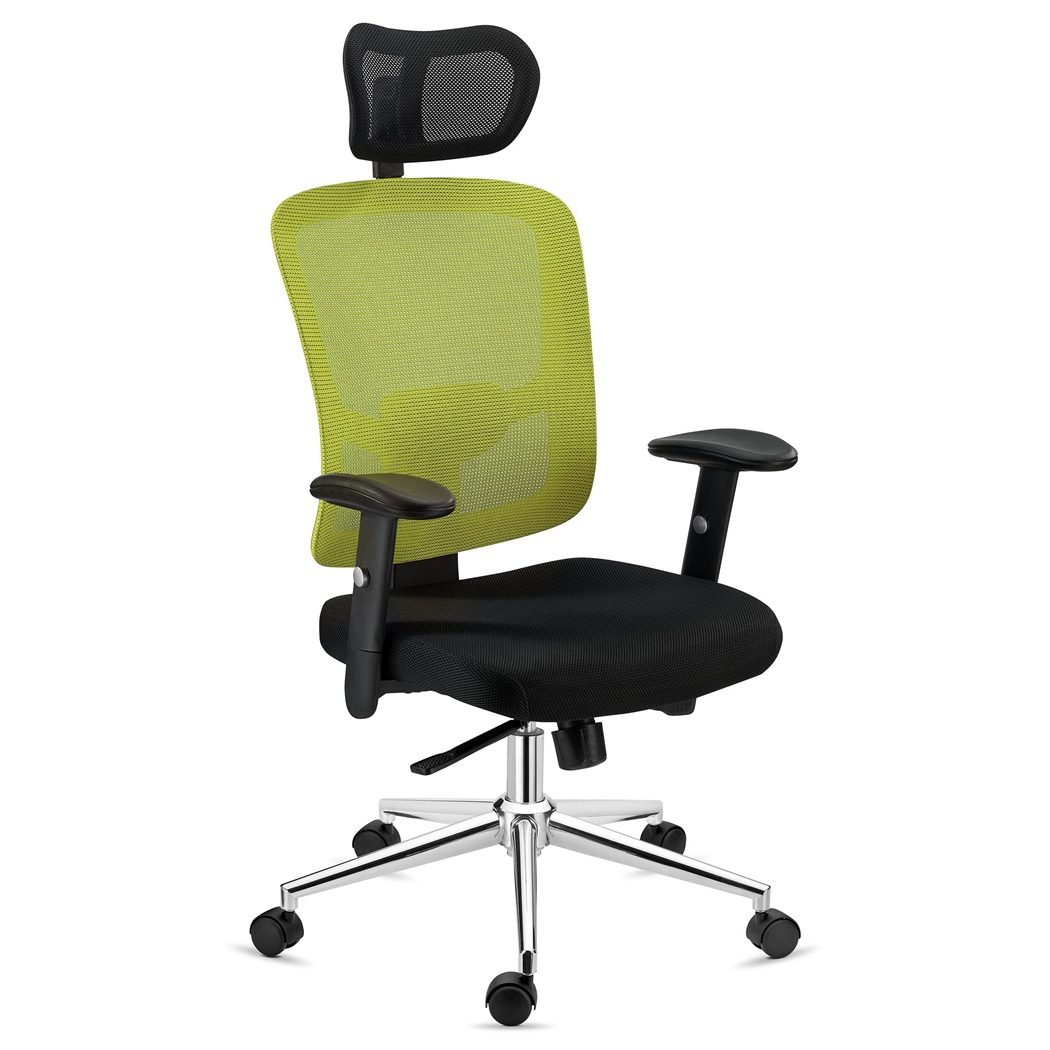 DEMO# Silla Ergonómica MARKO, Reposacabezas, Soporte Lumbar, Mecanismo Sincro, En Verde