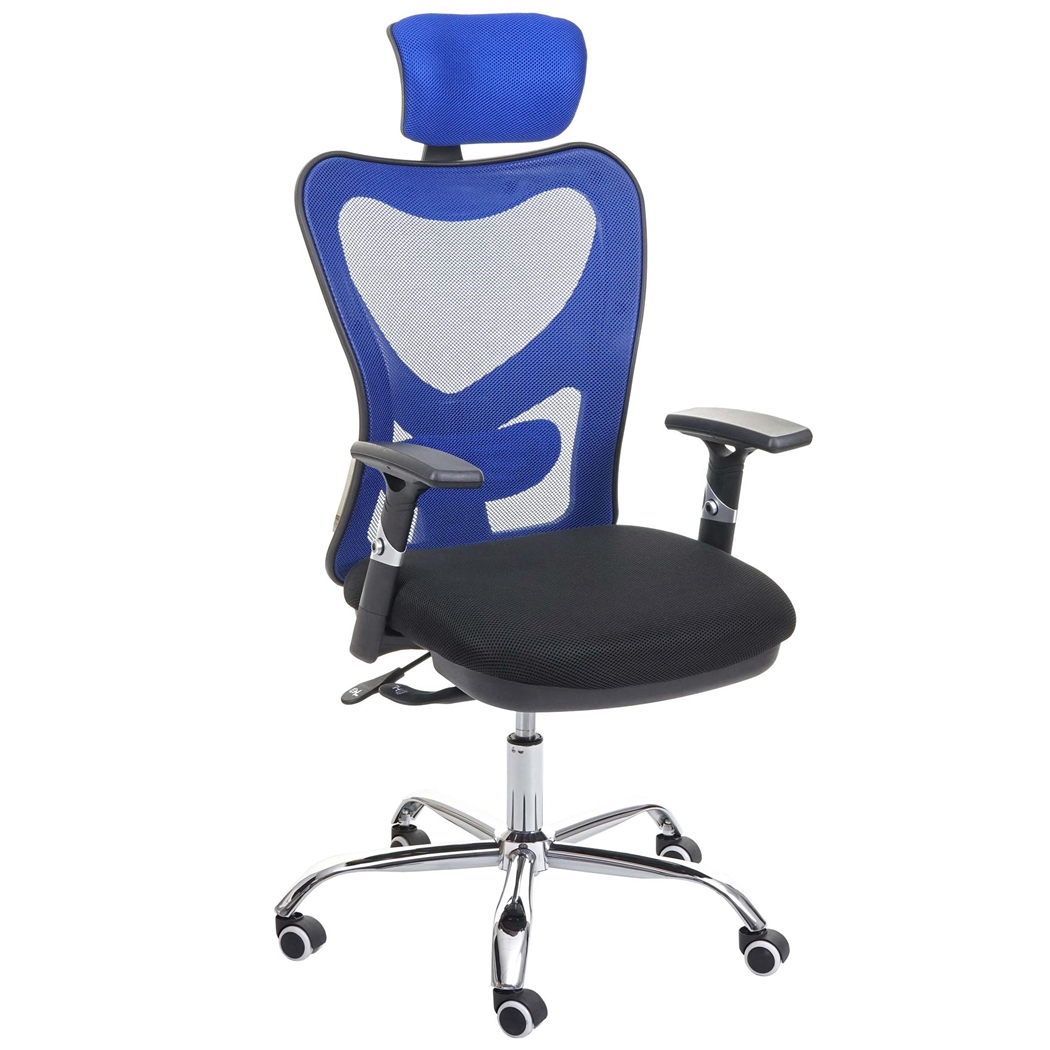 Silla Ergonómica LUCIA, Uso 8 Horas, Soporte Lumbar Acolchado, Estructura Metálica, Color Azul