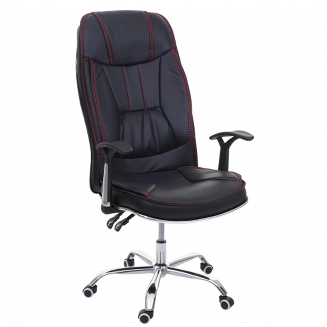 Silla de Oficina DENIA, Diseño Ergonómico, Base Metálica, en Piel color Negro