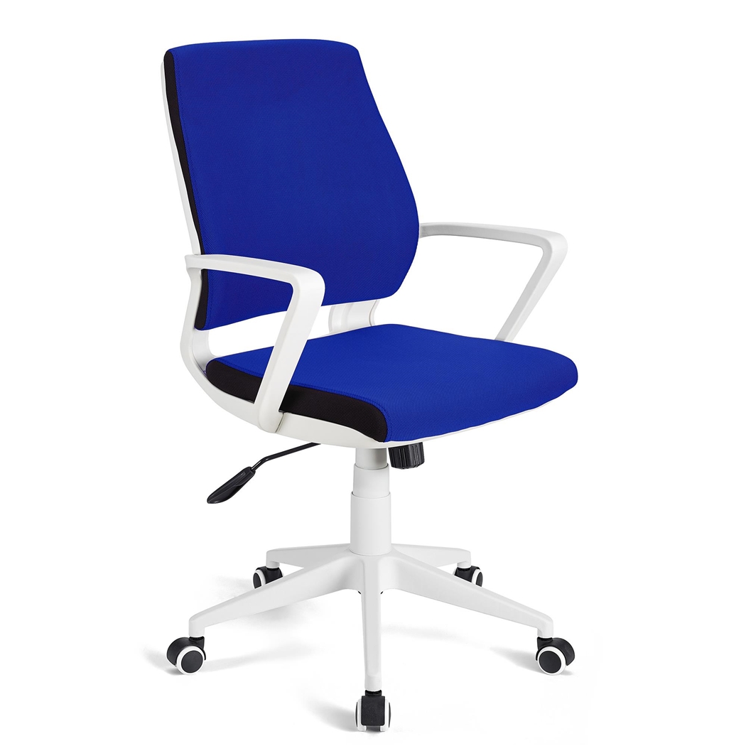 DEMO# Silla de Oficina IRMA, Estructura en Blanco, Mecanismo Basculante, En Tela Azul