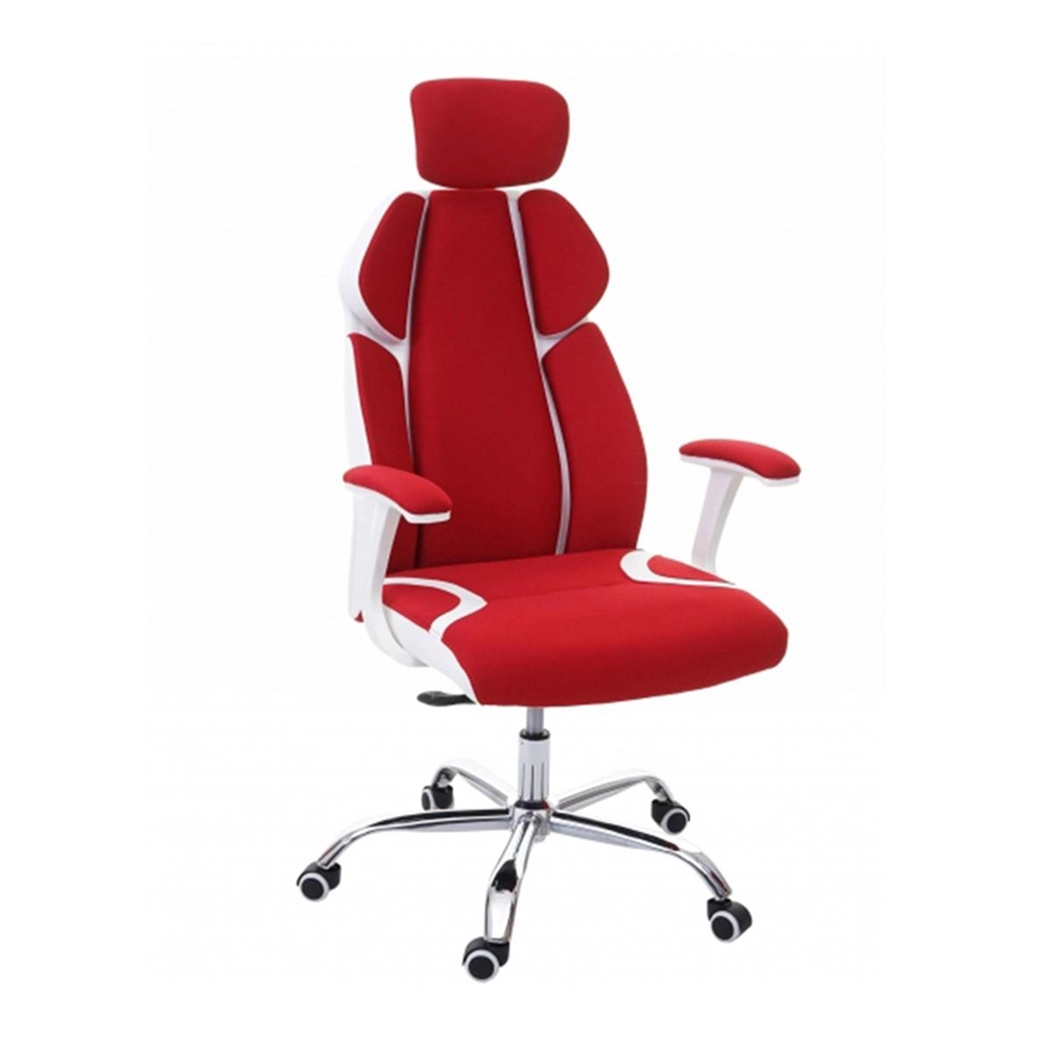 Silla de Oficina TUXON WHITE, Diseño Exclusivo y Ergonómico, En Tela, Color Rojo