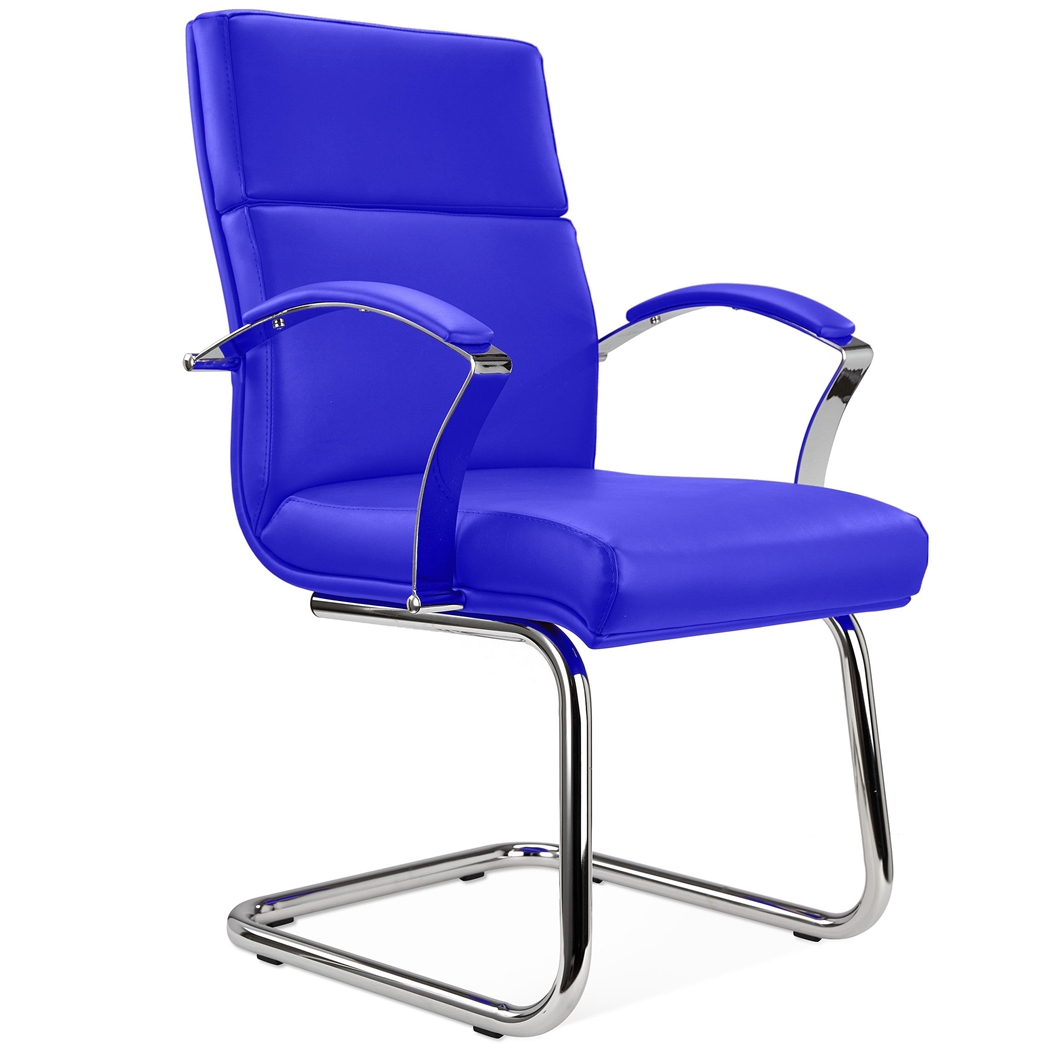 Silla de Confidente RABAT, en Piel color Azul, Gran Calidad y Diseño