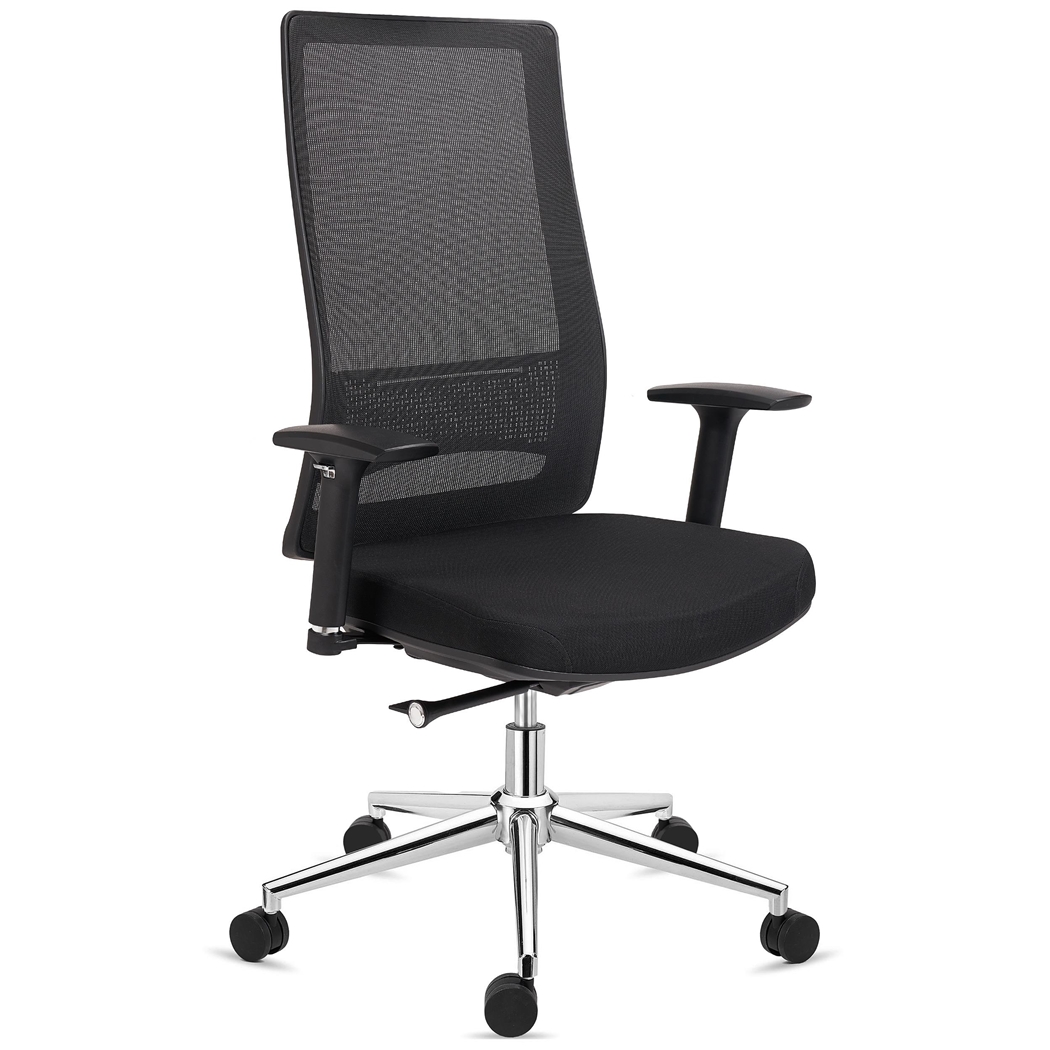 Silla Ergonómica SANTOS, Uso Profesional 8h, Elegante Diseño, En Negro