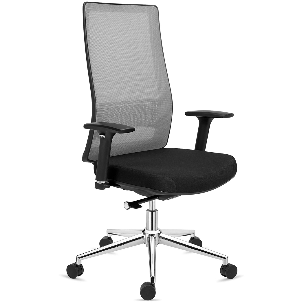 Silla Ergonómica SANTOS, Uso Profesional 8h, Elegante Diseño, En Gris