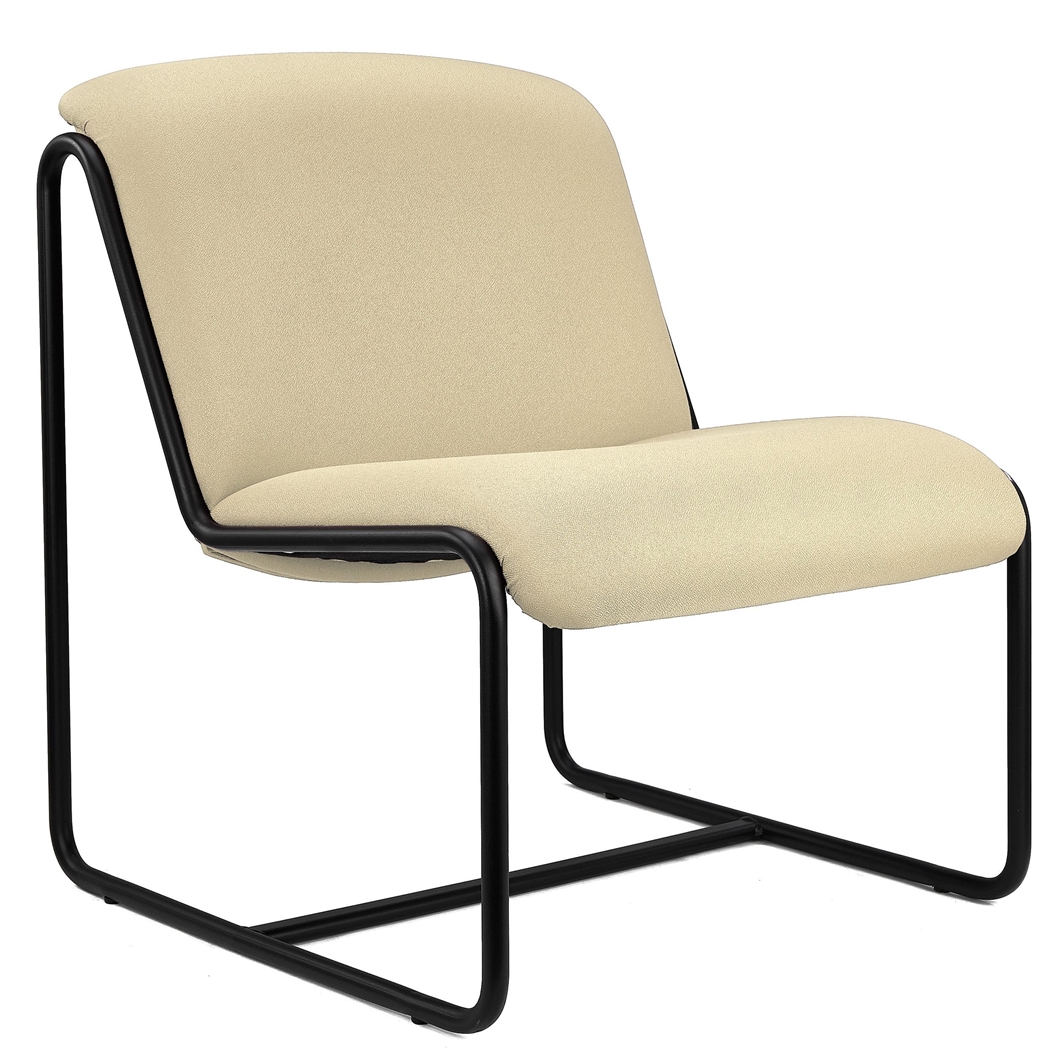 Silla de Confidente LIMA, Exclusivo Diseño, Estructura Metálica, en Tela Crema