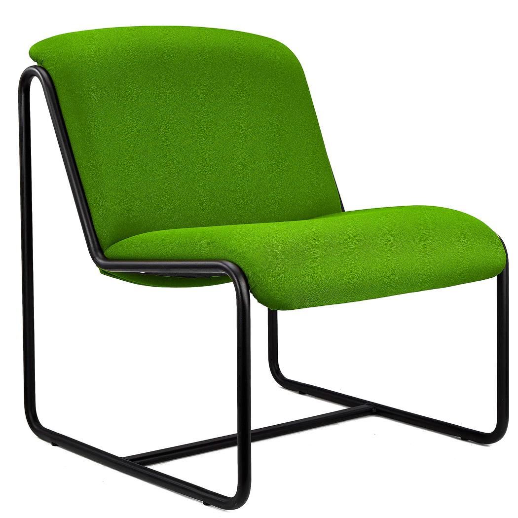 Silla de Confidente LIMA, Exclusivo Diseño, Estructura Metálica, en Tela Verde