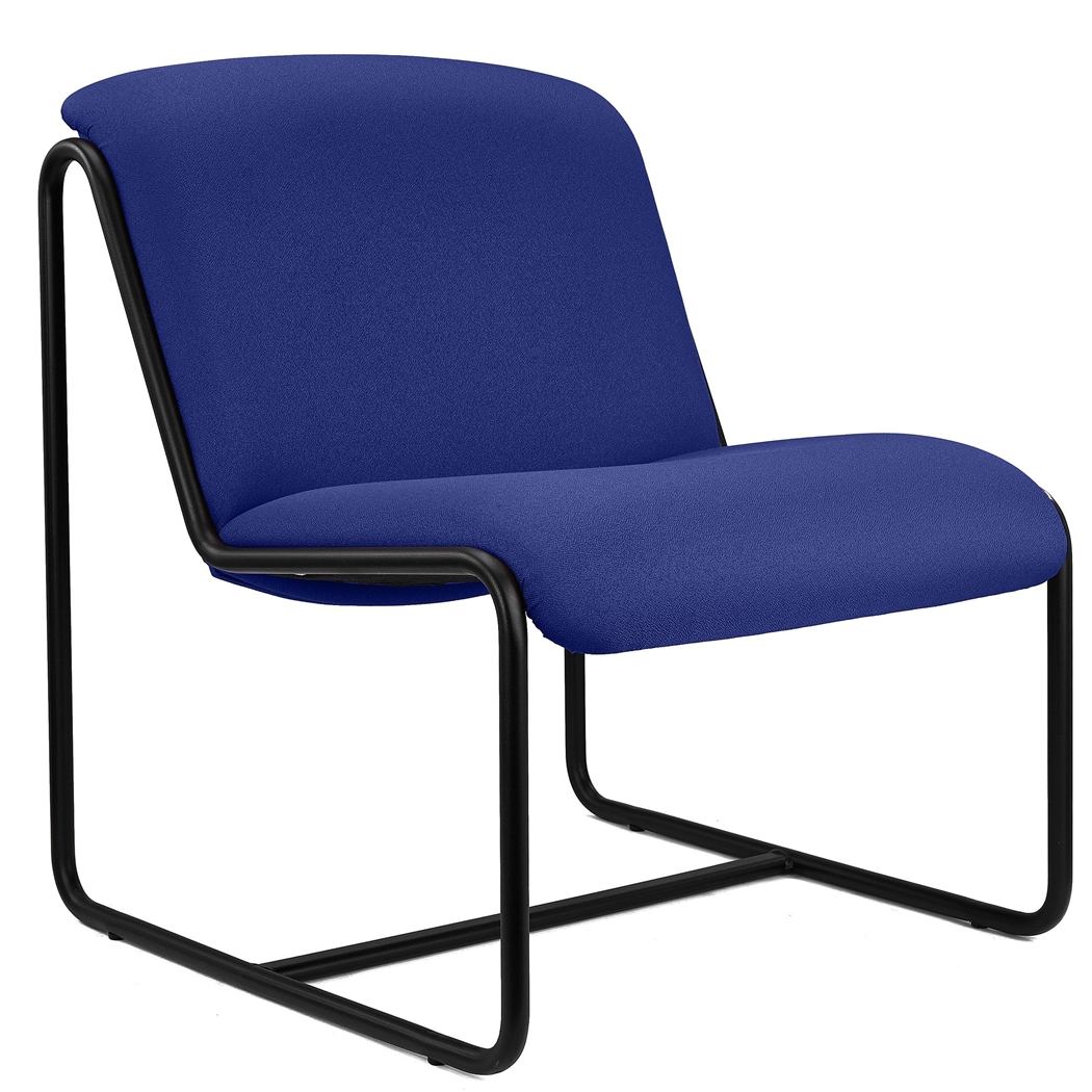 Silla de Confidente LIMA, Exclusivo Diseño, Estructura Metálica, en Tela Azul Oscuro