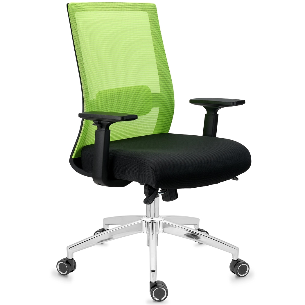 Silla Ergonómica NIXON, Soporte Lumbar, Base Metálica, Uso 8H, en Verde