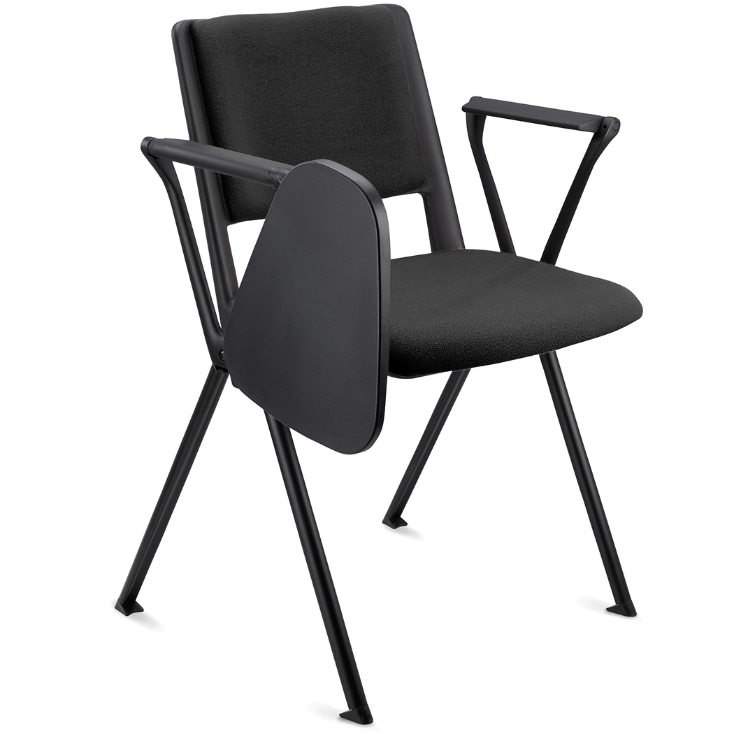 Silla de Confidente CARINA CON PALA, Apilable, Ganchos de Unión, Patas Negras y Tela Negra