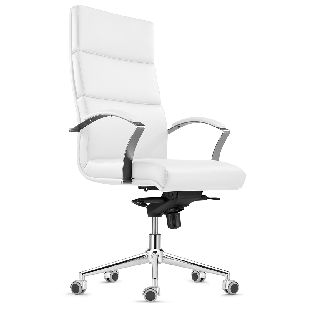 DEMO# Sillón de Oficina RABAT, en Piel Natural color Blanco, Basculante, Gran Calidad y Diseño