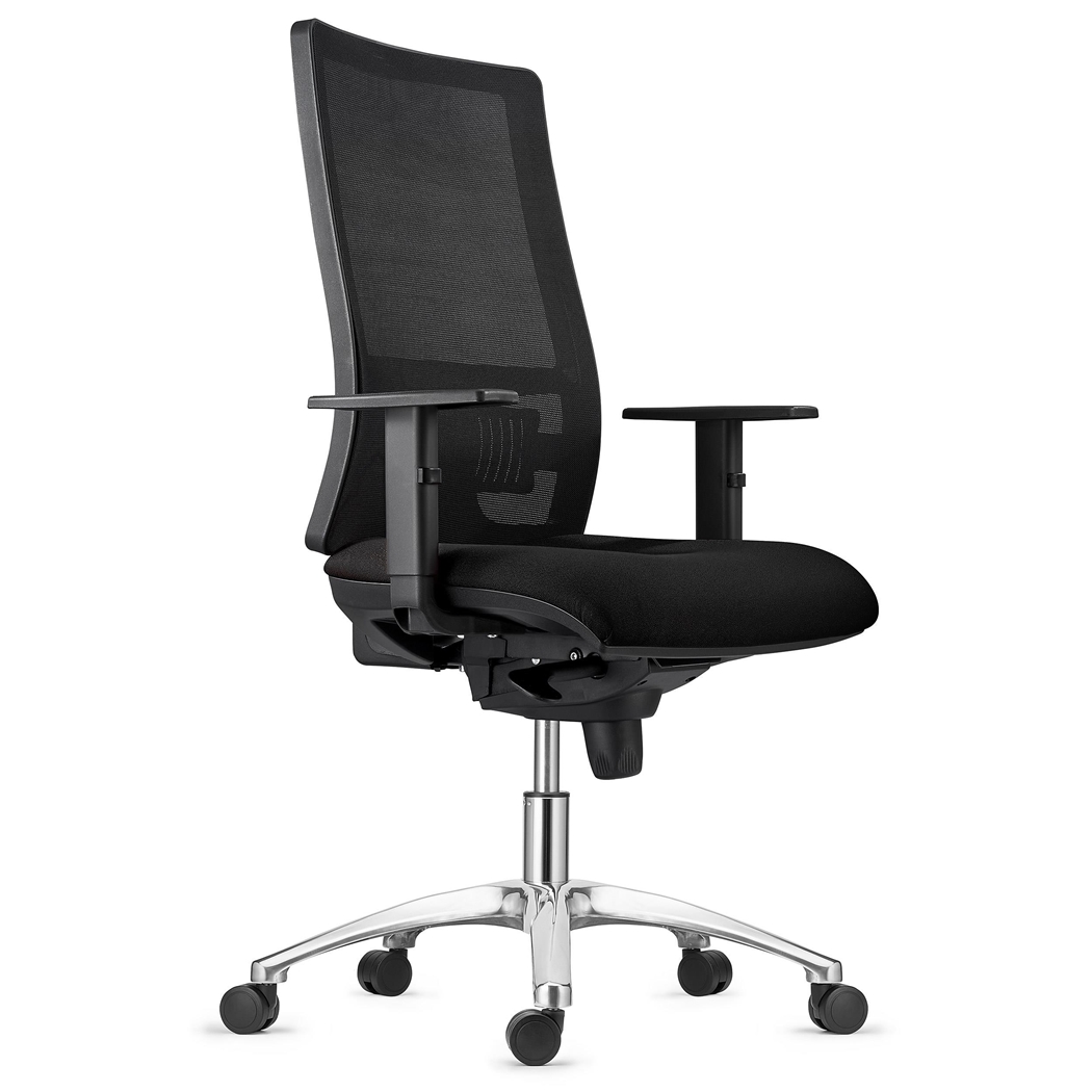 DEMO# Silla Ergonómica EMERSON, Base Metálica, Soporte Lumbar, Respaldo Ajustable, en Tela color Negro