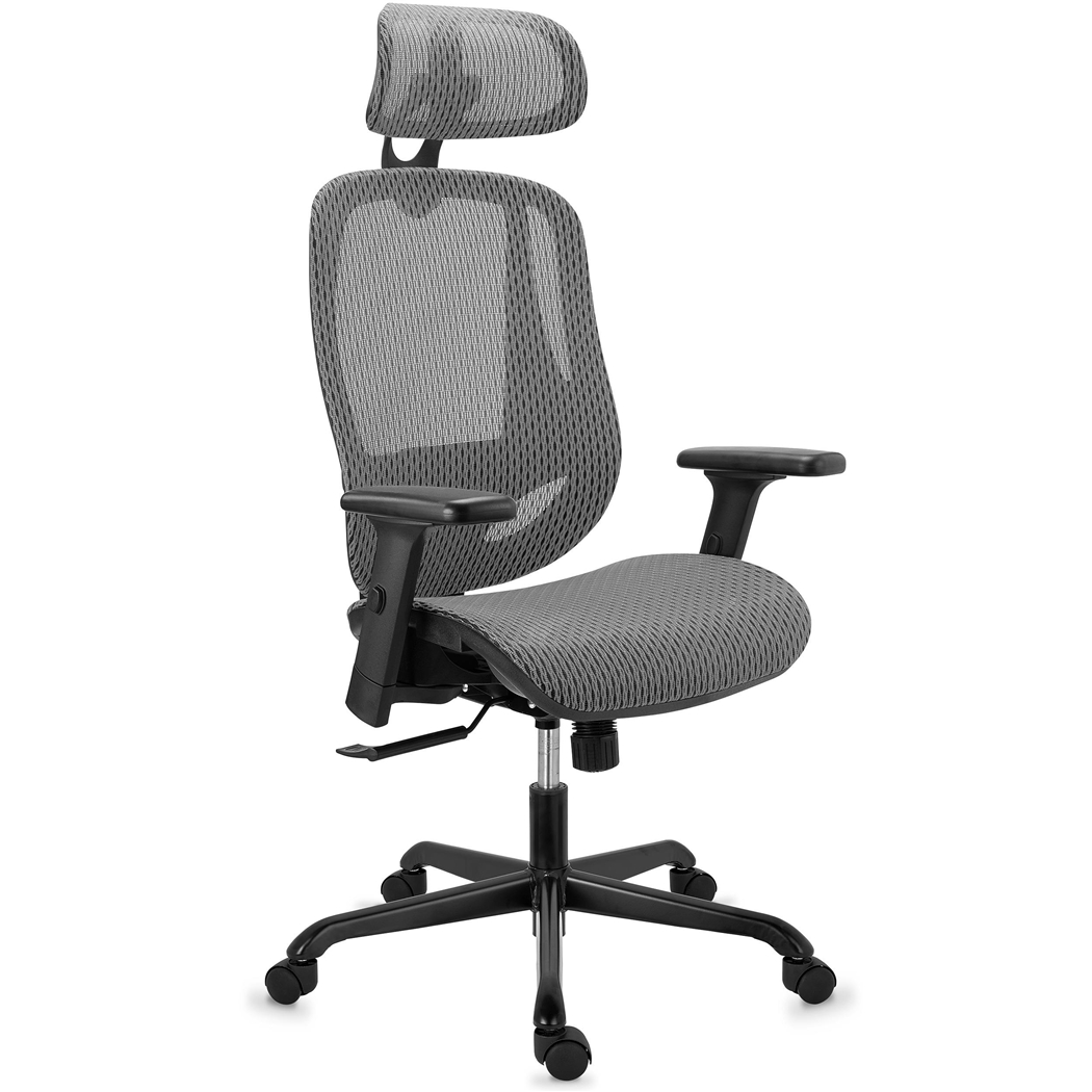 DEMO# Silla Ergonómica NOVA, Muy Cómoda y Ajustable, Gran Calidad y Diseño, En Malla Gris