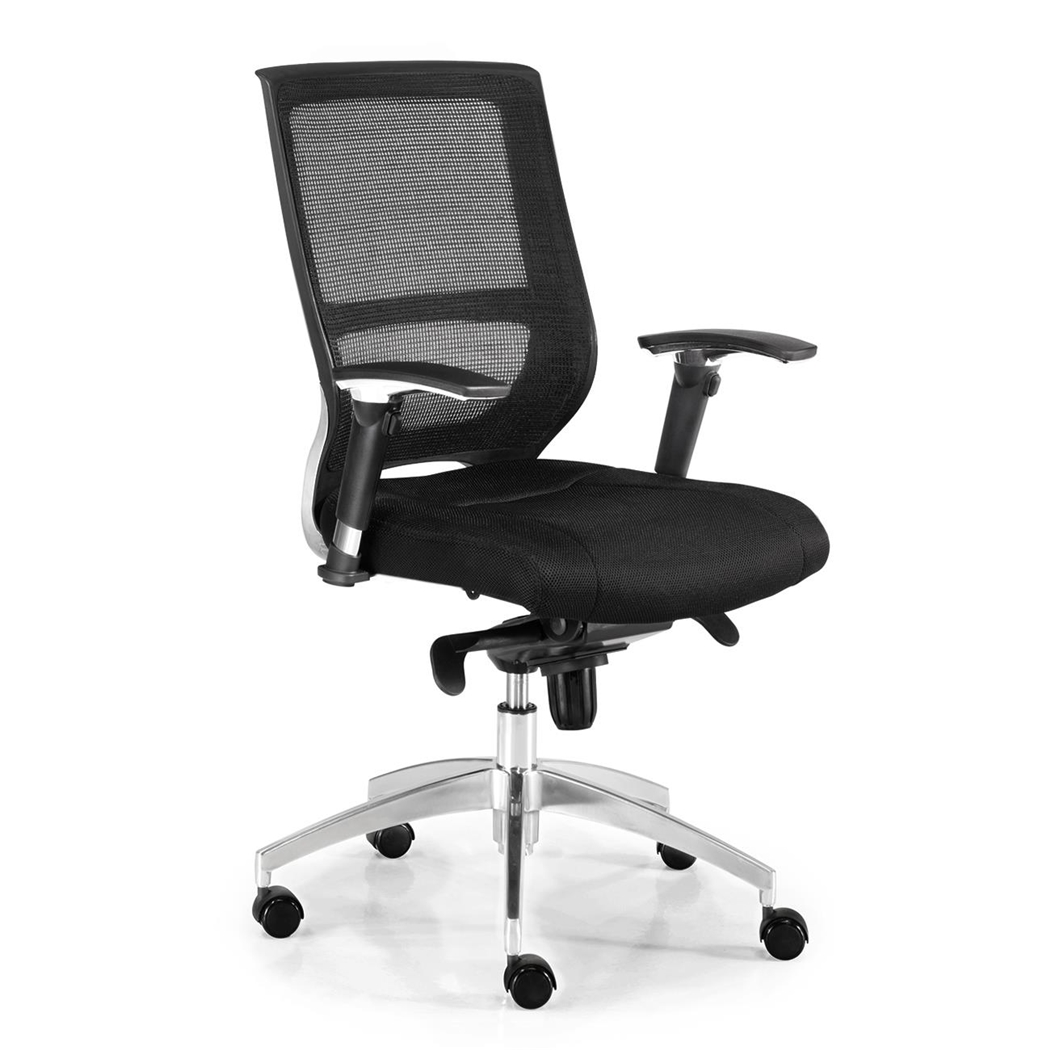 DEMO# Silla de Oficina HENRY, Inserciones Cromadas, Adaptada uso 8h, En Negro