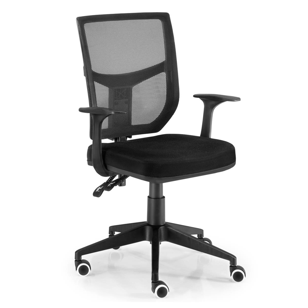 DEMO# Silla de Oficina JADE, Respaldo Ajustable, Mecanismo Basculante, En Malla y Tela Negra