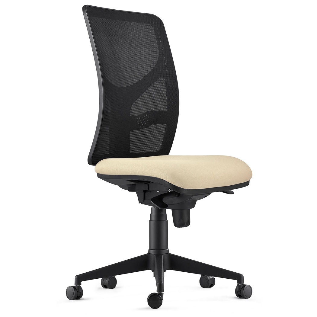 DEMO# Silla de Oficina MILO, Sin Apoyabrazos, Soporte Lumbar, en Tela color Crema