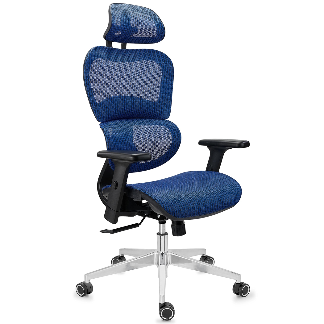 DEMO# Silla Ergonómica VICTORY, 100% Ajustable, Máxima Comodidad, Uso Intensivo 8h, En Malla Azul