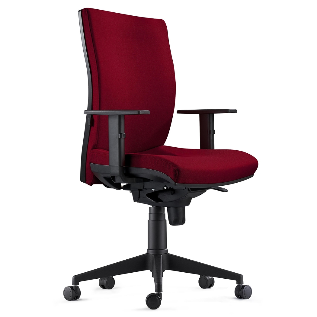 DEMO#  Silla Ergonómica KEVIN, Tela Burdeos, con Soporte Lumbar
