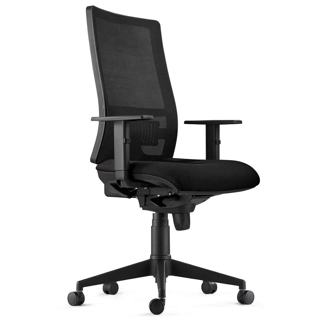DEMO#  Silla Ergonómica EMERSON, Brazos Ajustables y Soporte Lumbar, en Negro