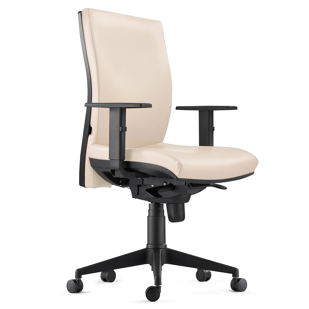 DEMO#  Silla Ergonómica KEVIN, Piel Crema, con Soporte Lumbar