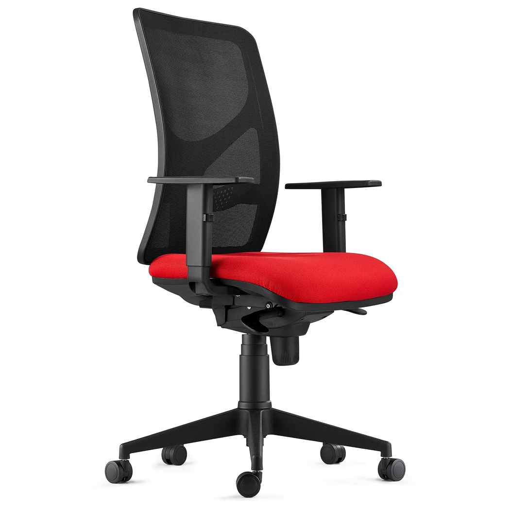 DEMO#  Silla de Oficina MILO, Brazos Ajustables, Soporte Lumbar, en Tela color Rojo
