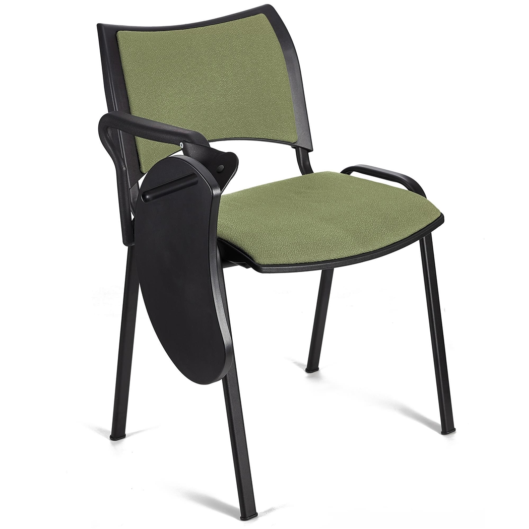 DEMO#  Silla de Confidente ROMEL CON PALA, Cómodo Acolchado, Apilable, Patas Negras, en Tela Verde 
