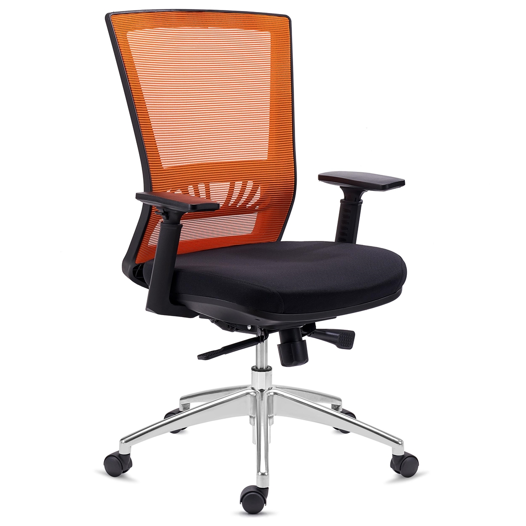 DEMO# Silla de Oficina MAGNUM, Uso 8 horas, Base de Aluminio, Soporte Lumbar, Naranja