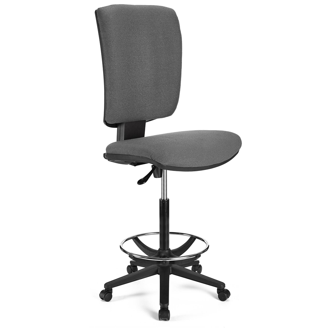 DEMO#  Taburete de Oficina ATLAS SIN BRAZOS, Respaldo Ajustable, Gran Acolchado, En Tela Gris