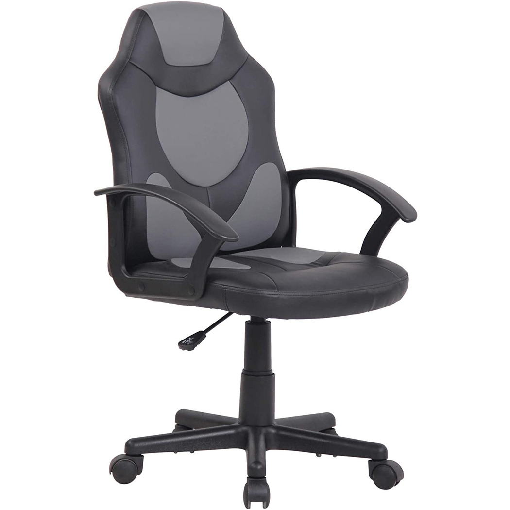 Silla Gaming Infantil ADELE, Diseño Deportivo, En Piel Negro y Gris