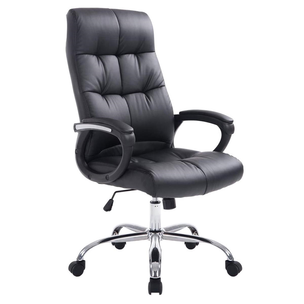 DEMO# Sillón de Oficina ARABIGA, Gran Acolchado, Resistente hasta 160 kg, en Piel Color Negro