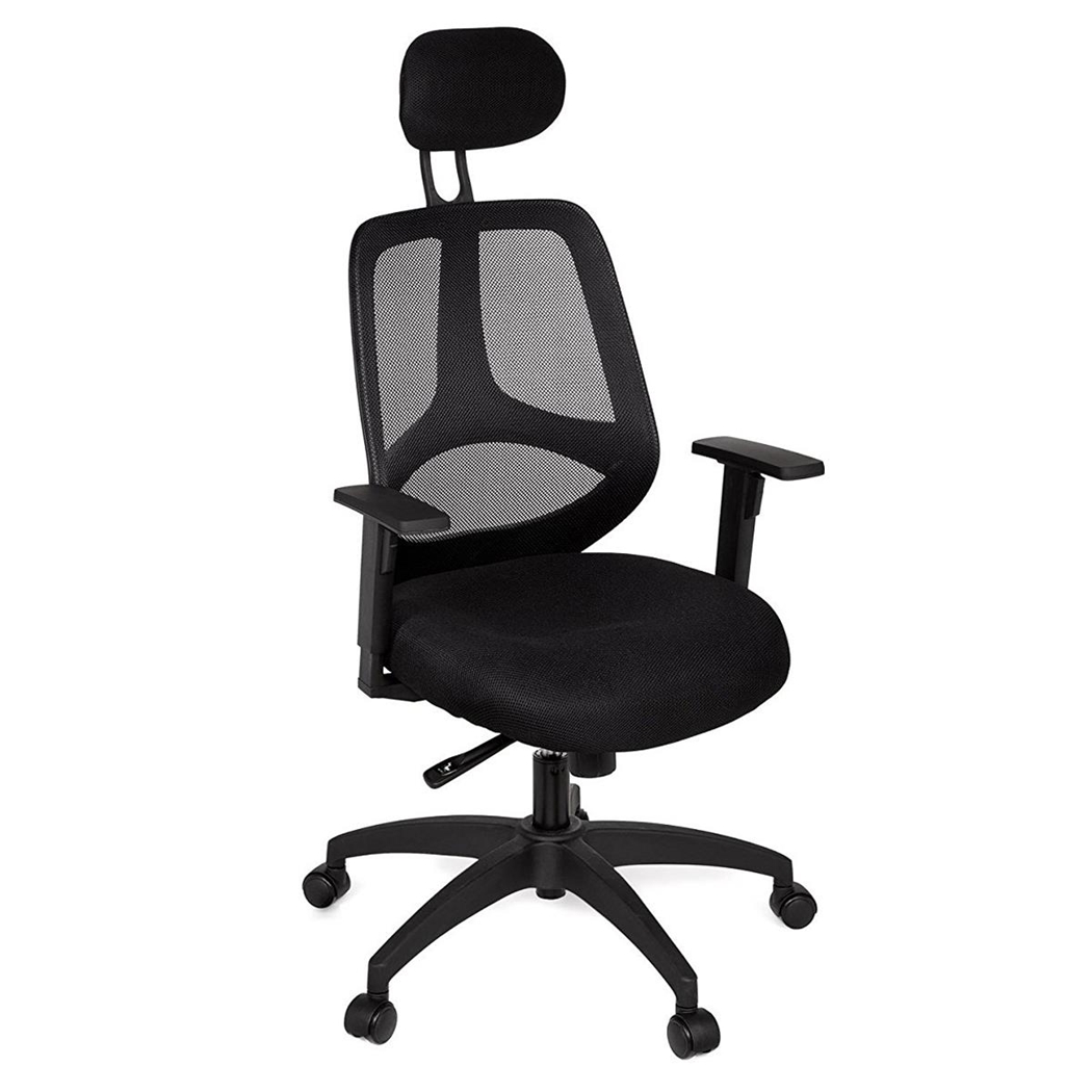 DEMO# Silla Ergonómica FLORENCIA, Apoyabrazos Regulables, Reposacabezas Regulable, en Malla transpirable color Negro