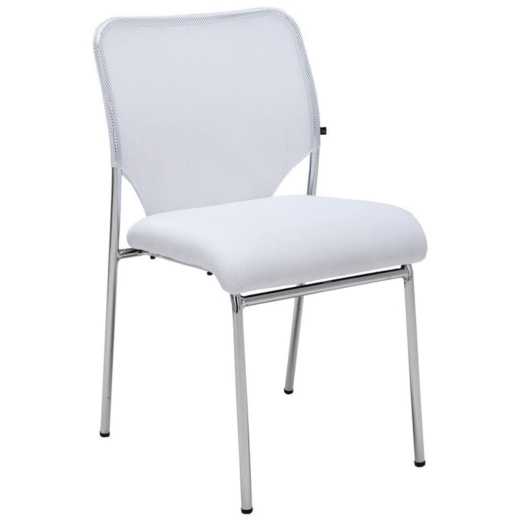 DEMO# Silla de Confidente JAMAICA Sin Reposabrazos, Robusta y muy Cómoda, en Malla Transpirable color Blanco