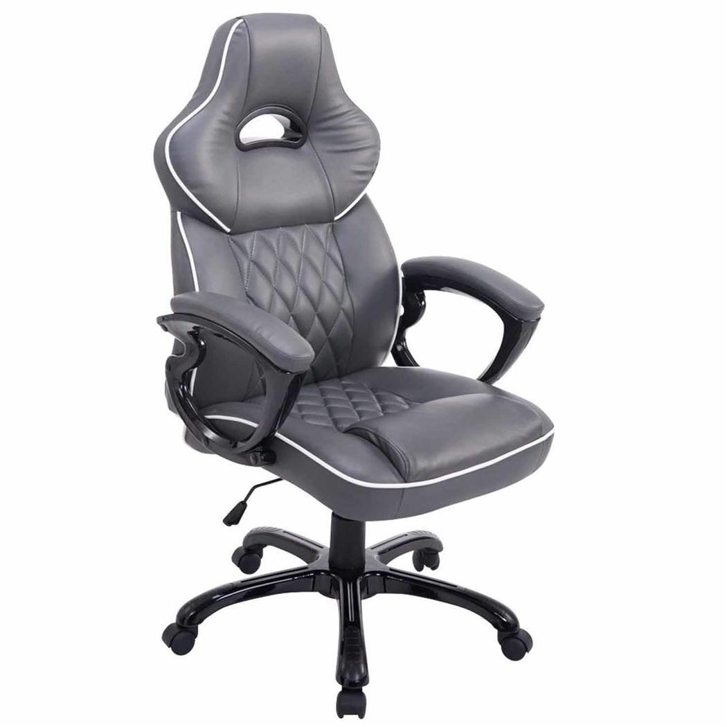 Silla Gaming LEROY, XXL, Doble Acolchado, Máxima Resistencia, en Piel color Gris