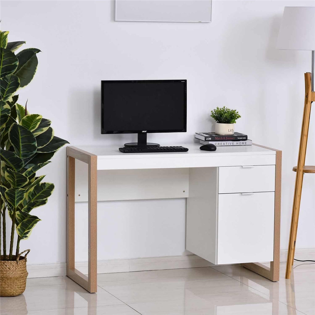 Mesa de ordenador LAGE, 112,5x50x75,5 cm, Diseño Exclusivo, en Madera, color Blanco