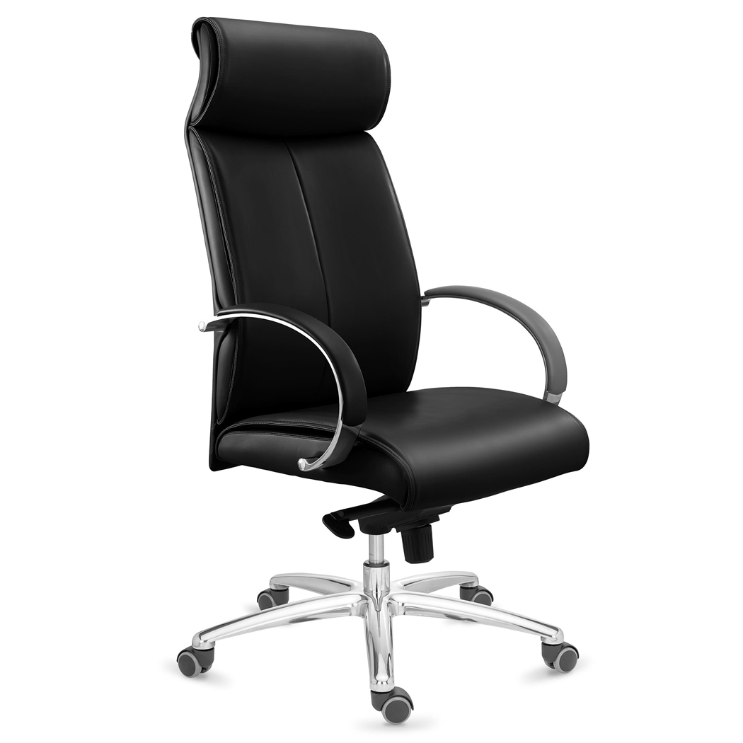 DEMO# Sillón de Oficina PANAMÁ, Muy Cómodo y Elegante, Robusto y de Calidad, Cuero Negro