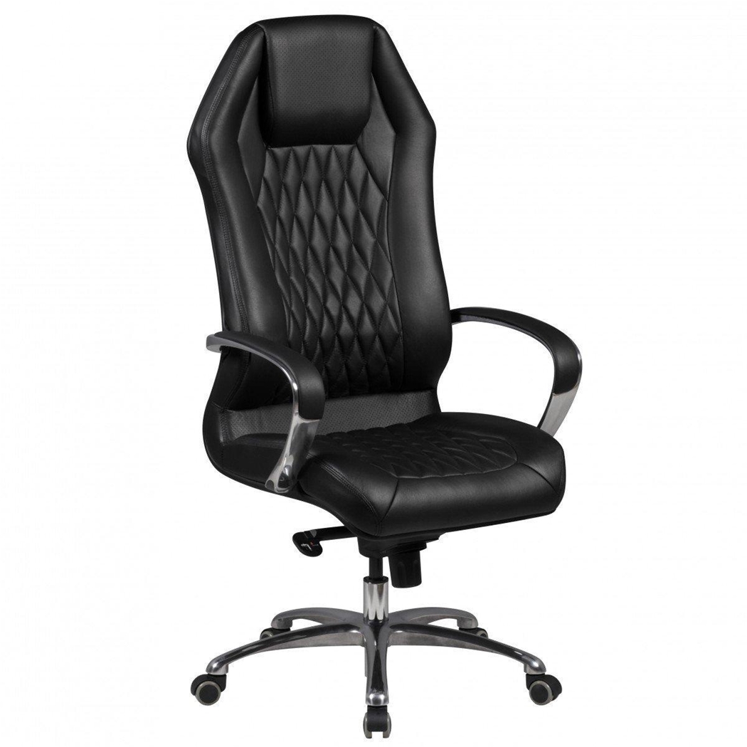 DEMO# Sillón Ergonómico BATURA, Precioso Diseño, Tapizado en Piel Genuina color Negro