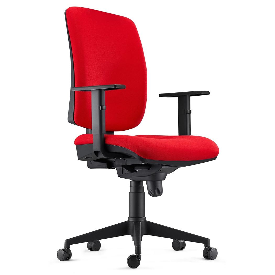 DEMO# Silla Ergonómica PIERO, en Tela color Rojo, con Brazos Ajustables