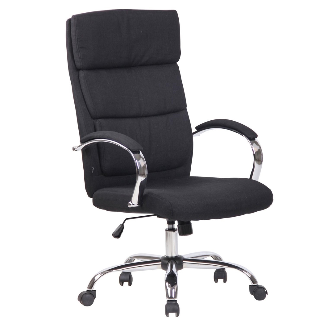 DEMO# Sillón de Oficina BRANDON TELA, Grueso Acolchado, Base Metálica, color Negro