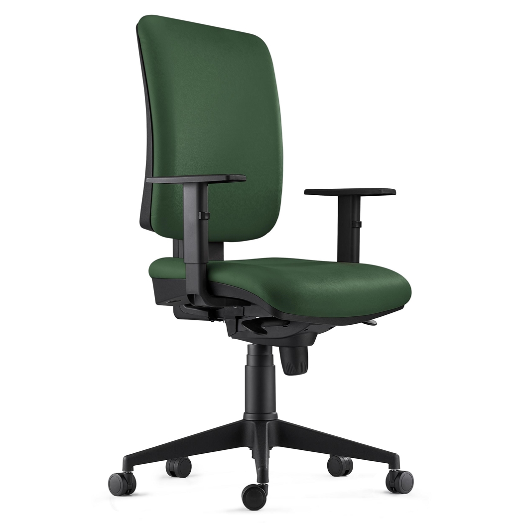 DEMO# Silla Ergonómica PIERO, en Piel color Verde, con Brazos Ajustables