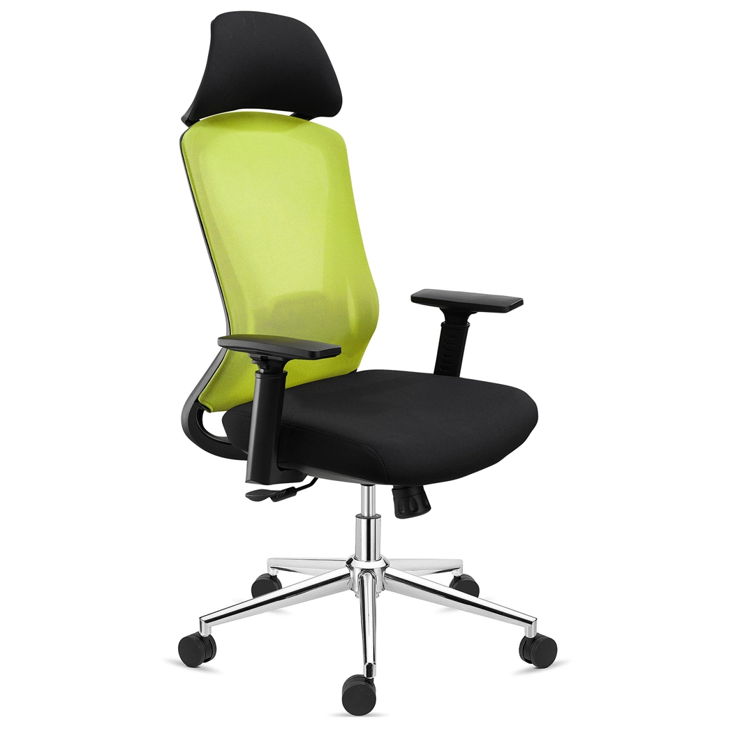 DEMO# Silla Ergonómica RIVER, Reposacabezas, Cómoda y de Diseño, Uso Intensivo 8H, En Amarillo