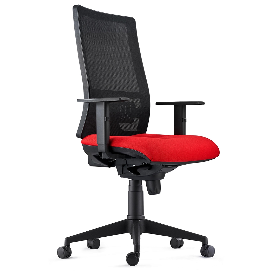 DEMO# Silla Ergonómica EMERSON, Brazos Ajustables y Soporte Lumbar, en Rojo