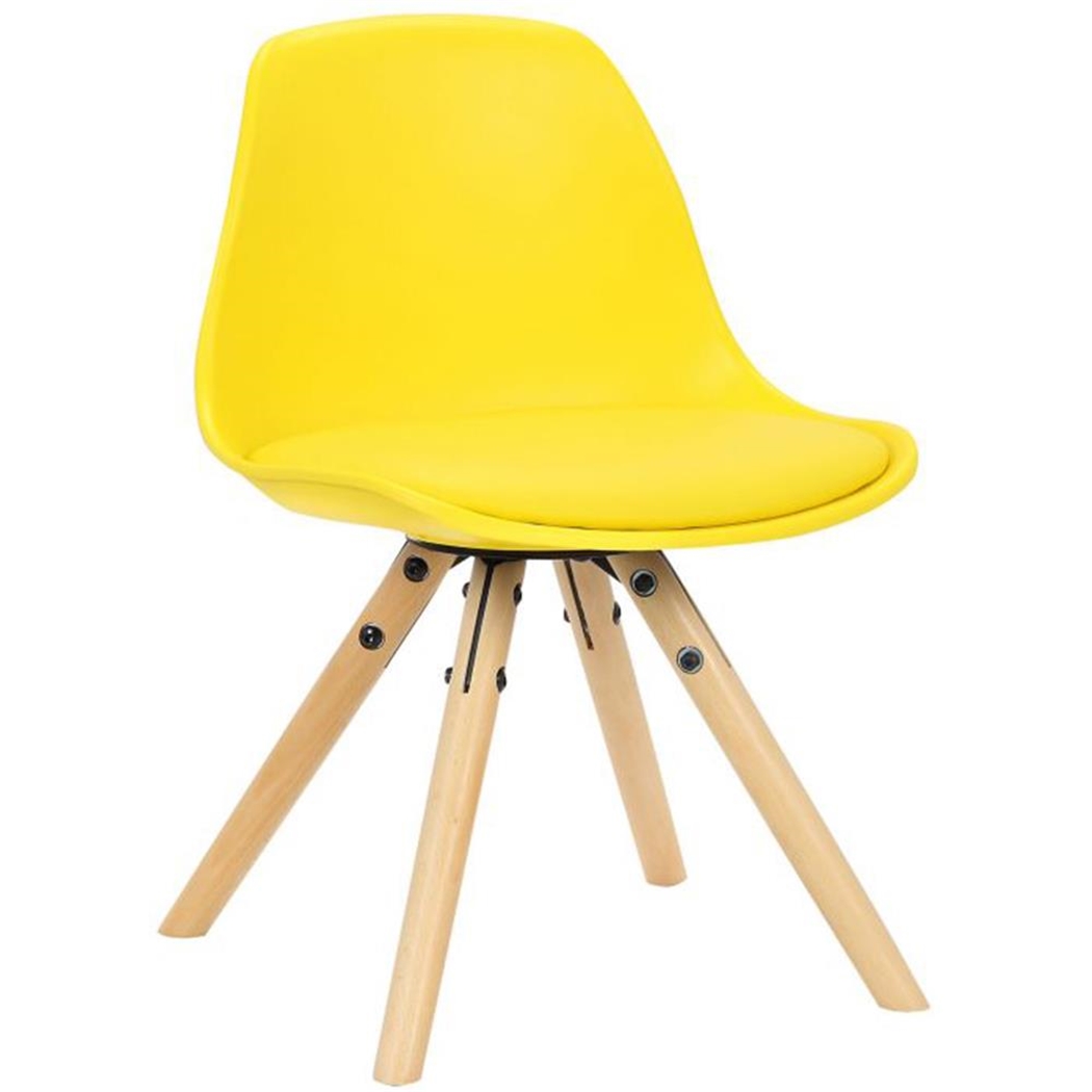 Silla infantil NAKOR, Diseño Exclusivo, Estructura en Madera y Piel Amarillo