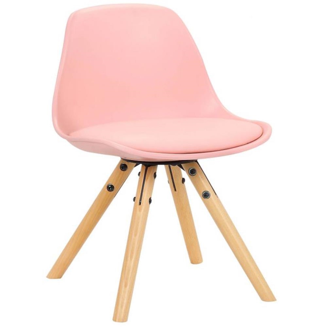 Silla infantil NAKOR, Diseño Exclusivo, Estructura en Madera y Piel Rosa