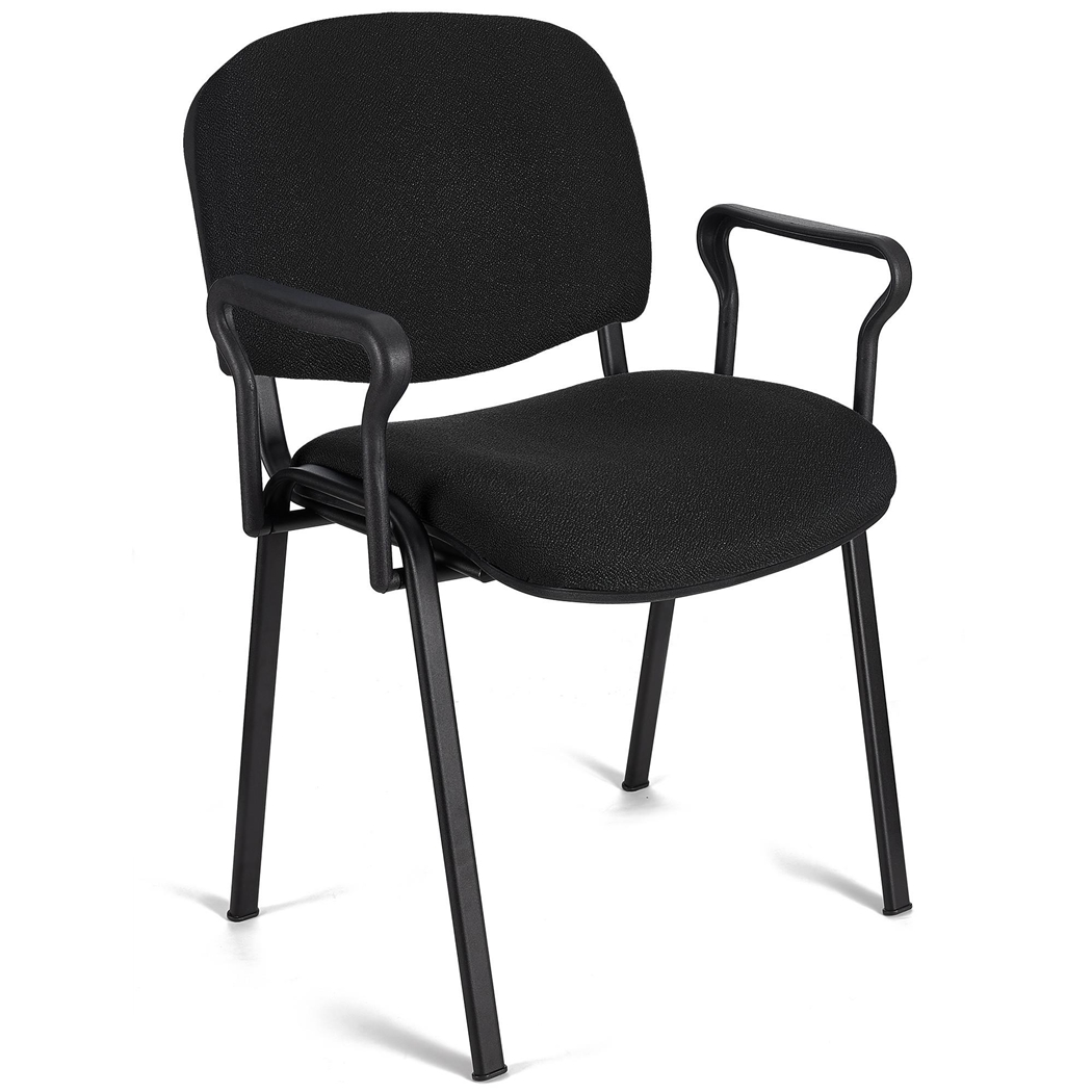 DEMO# Silla de Confidente MOBY BASE CON BRAZOS, Cómoda y Práctica,  Patas Negras y Tela Negra