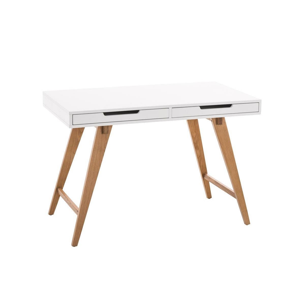 DEMO# Mesa de Ordenador PROTON, Diseño Escandinavo, Dimensiones 110x60x75 cm, en Madera color Blanco/Roble