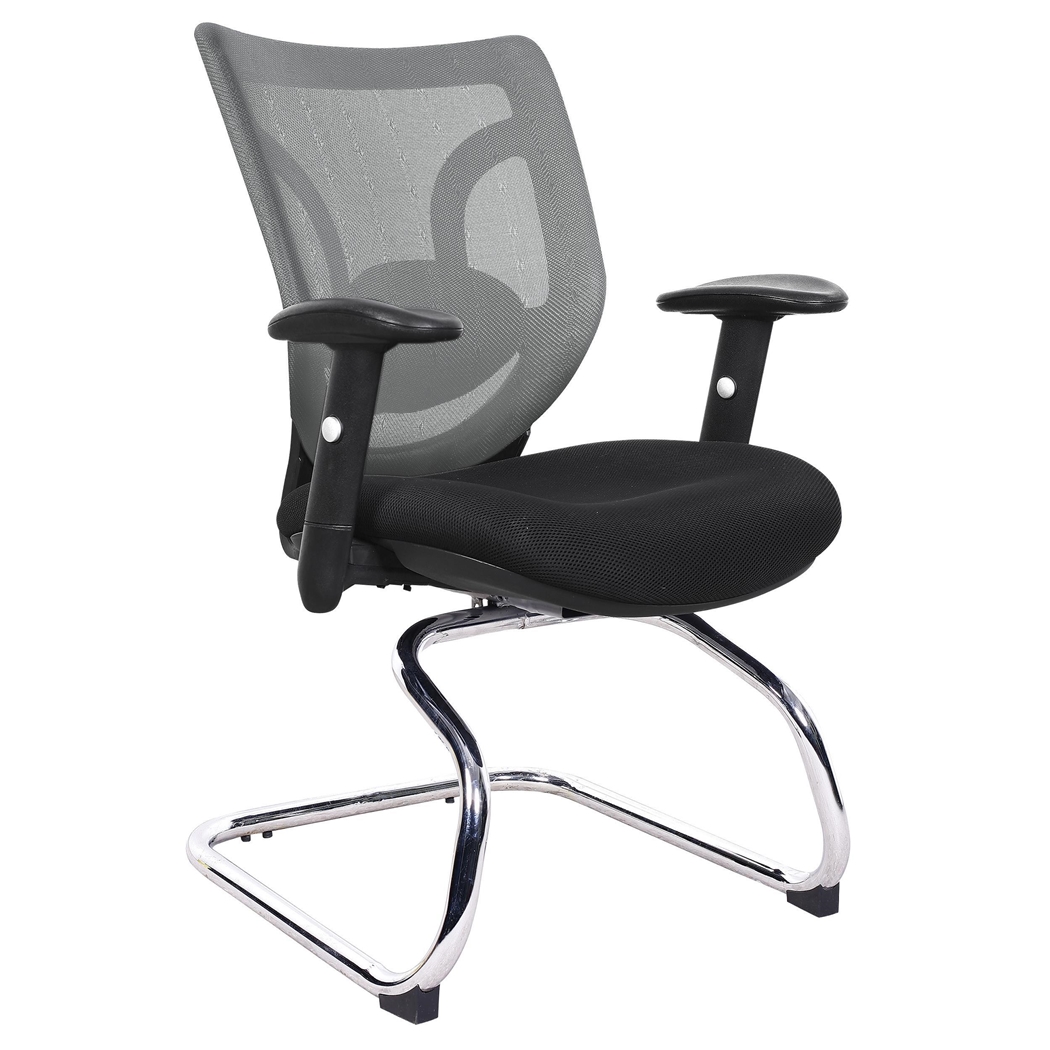 DEMO# Silla de Confidente Ergonómica LAMBO NET, Increíble Soporte Lumbar, Gran Comodidad, En Gris