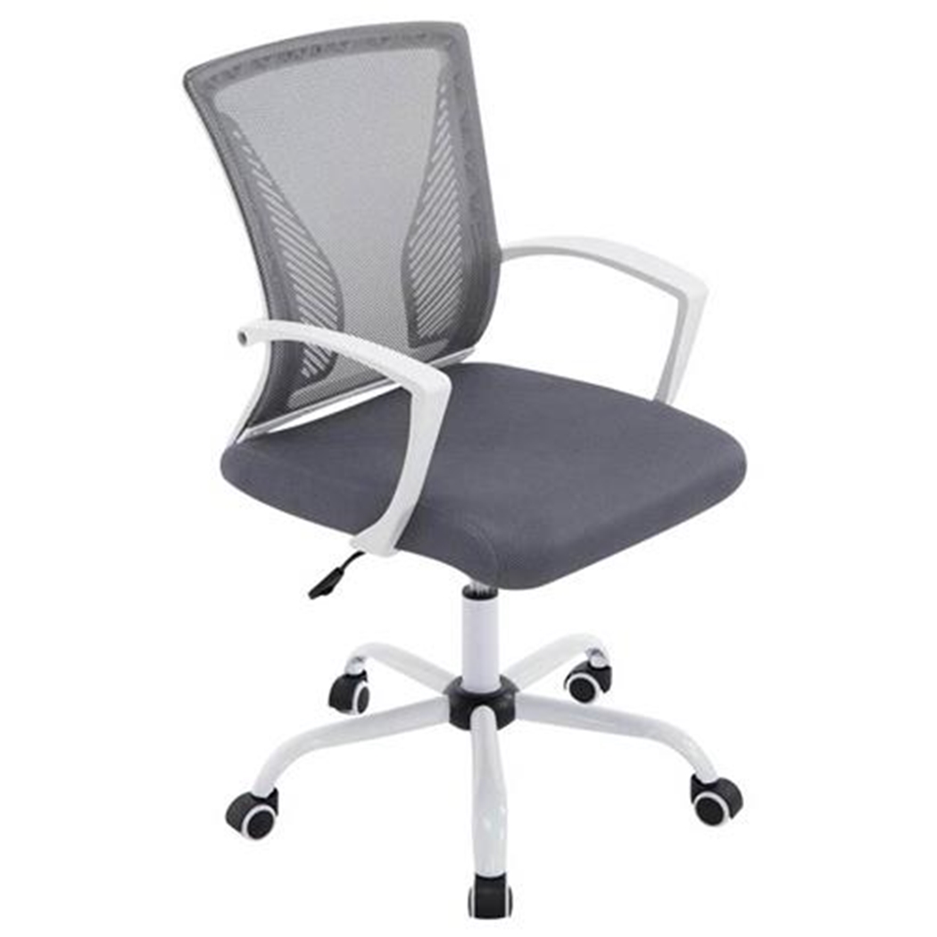 DEMO# Silla de Oficina CUBA WHITE, Estructura Metálica, en Malla Transpirable Color Gris